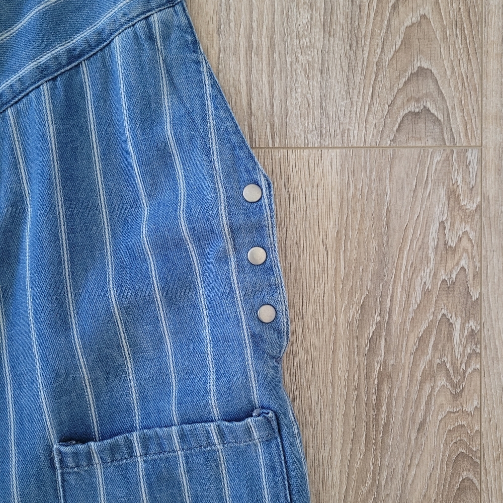 Zara Trafaluc Denim Pinstripe Jumpsuit Romper One Piece - Picture 9 of 12